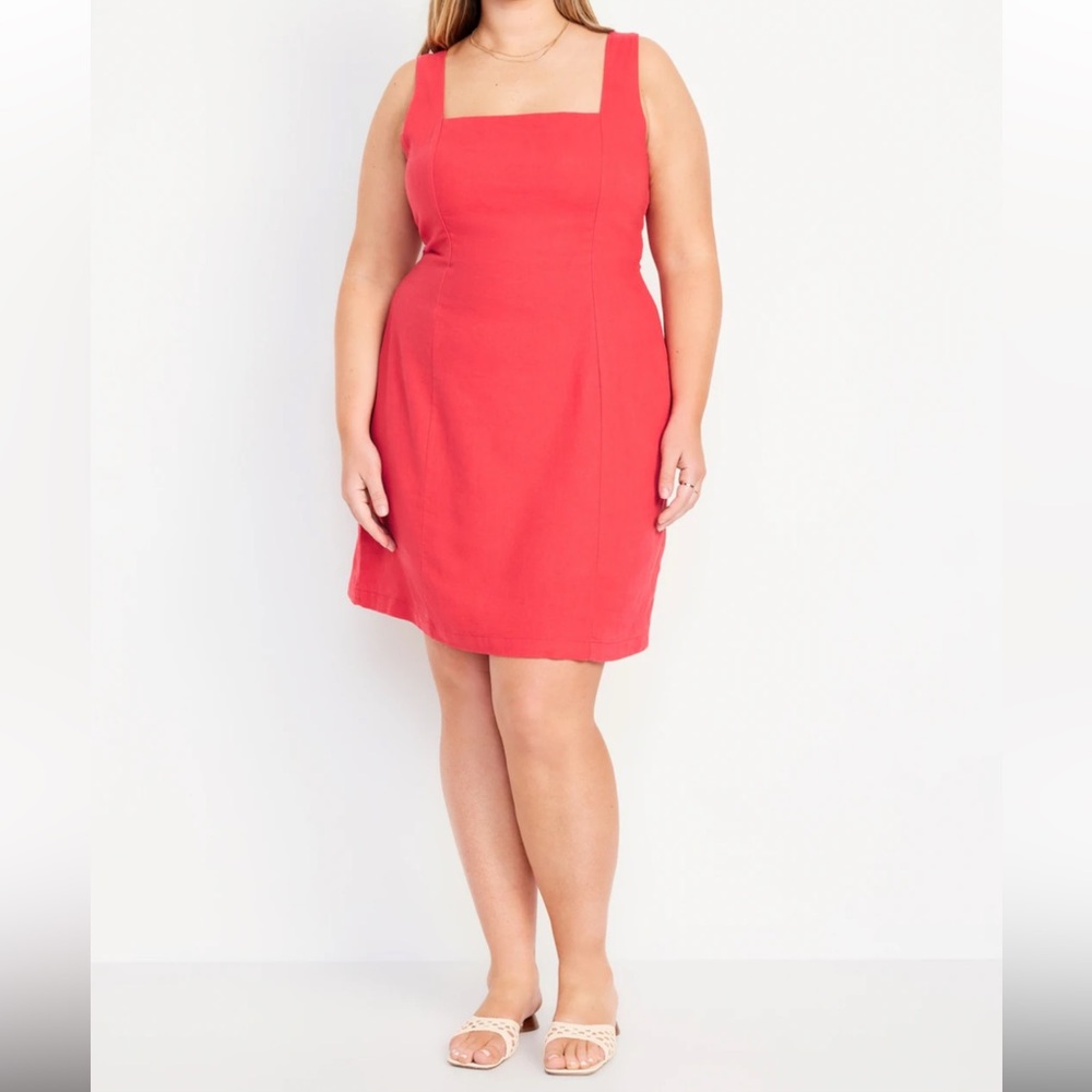 Old Navy Sleeveless Linen-Blend Mini Dress in Cherry Tomato